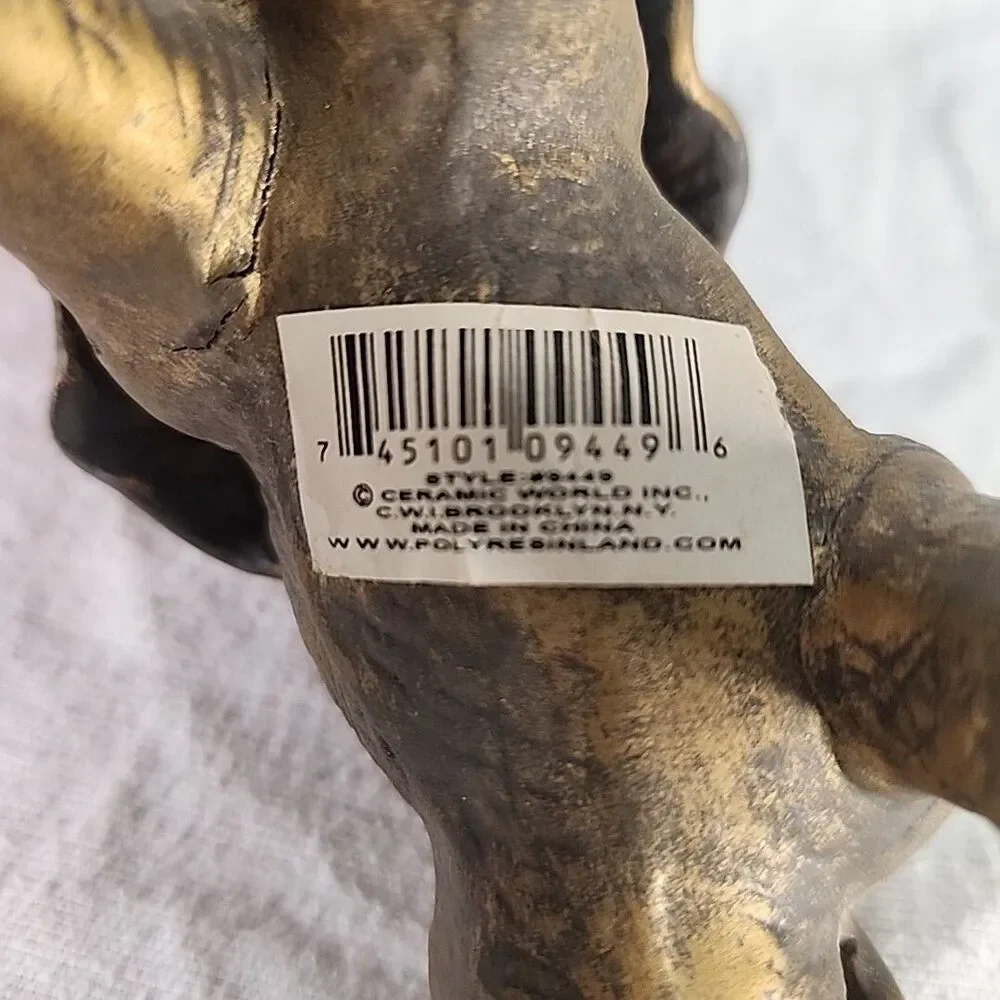 Statue Elephant Brass Figurine Hollow Ceramic World Trunk Up 5.5